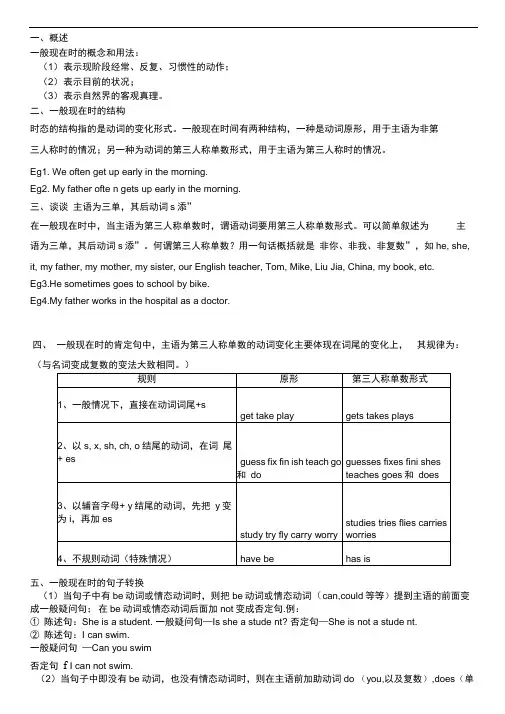 完整版一般现在时动词第三人称单数变化规则