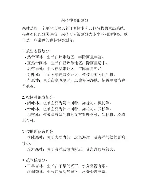 森林种类的划分
