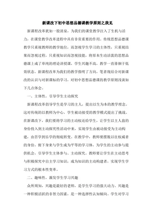 新课改下初中思想品德课教学原则之我见[论文]