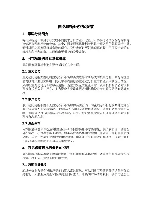 同花顺筹码指标参数