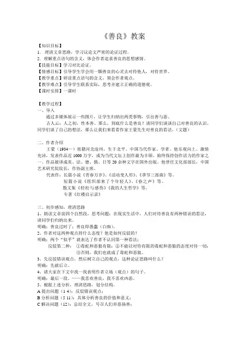 《善良》教案
