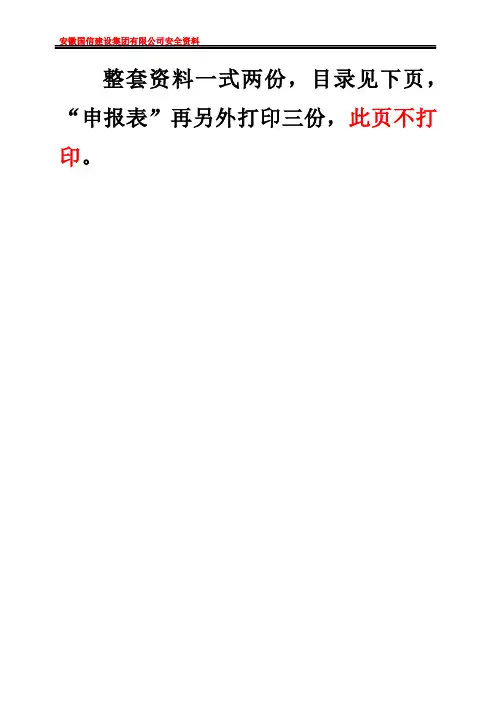 申报资料目录(范本)