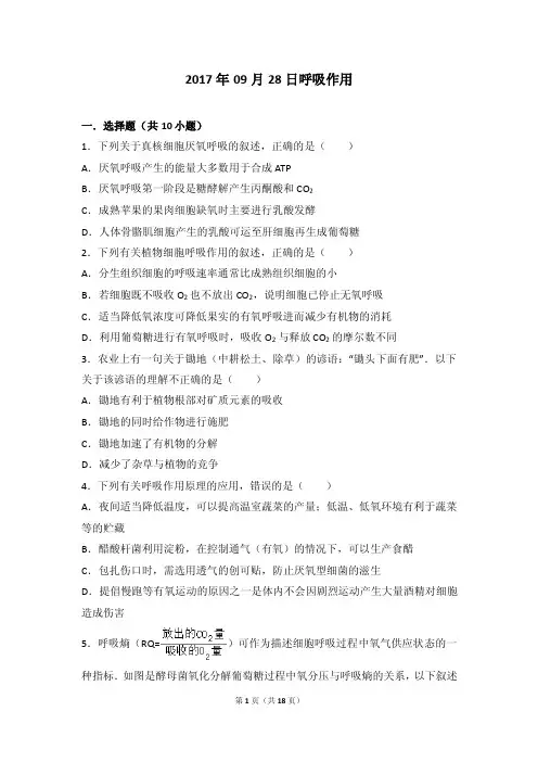 呼吸作用练习题