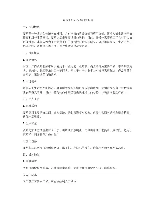 菱角工厂可行性研究报告