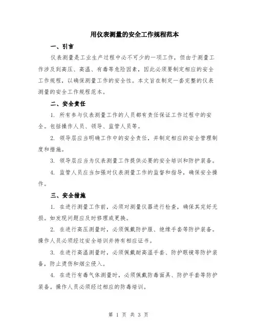 用仪表测量的安全工作规程范本