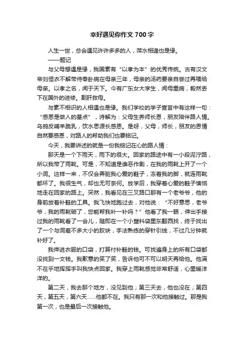 幸好遇见你作文700字