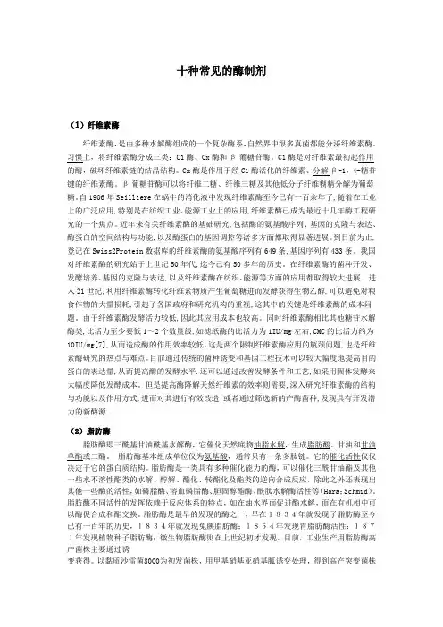 十种常见的酶制剂