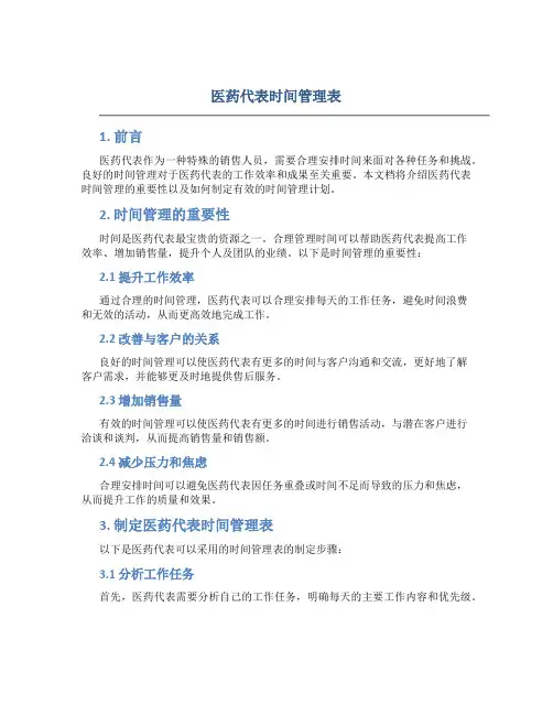 医药代表时间管理表