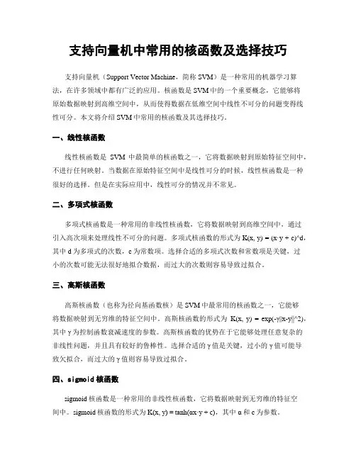 支持向量机中常用的核函数及选择技巧