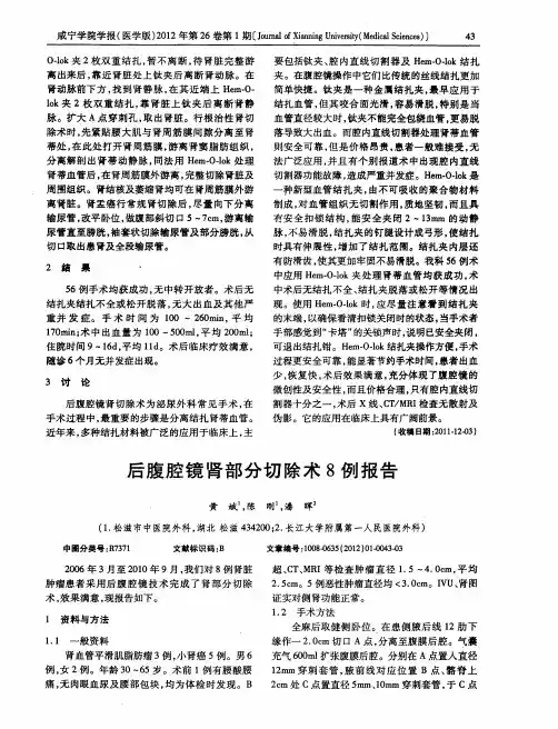 后腹腔镜肾部分切除术8例报告