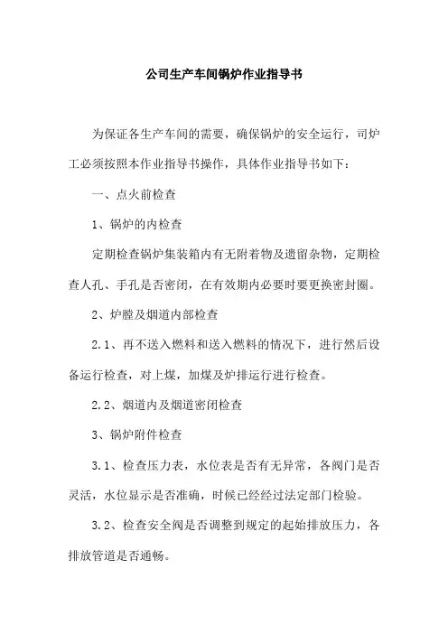 公司生产车间锅炉作业指导书