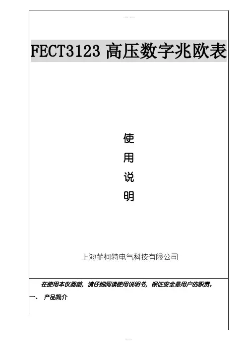 FECT3123数字兆欧表说明书