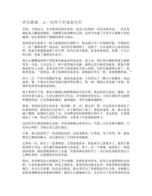 养花趣事优秀作文