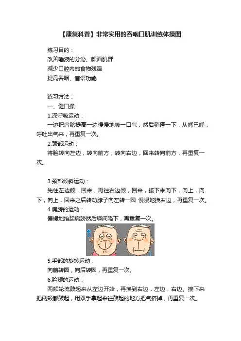 【康复科普】非常实用的吞咽口肌训练体操图