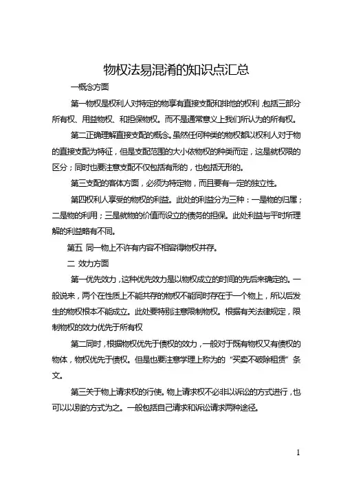 司法考试：物权法易混淆的知识点汇总