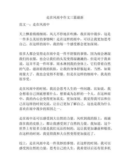 走在风雨中作文三篇最新