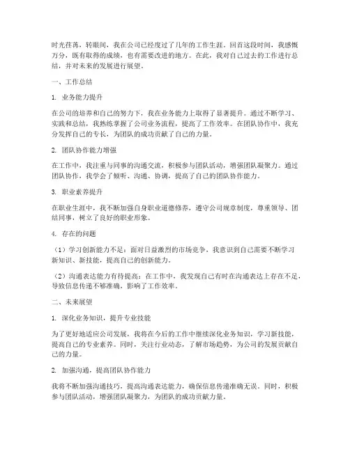 工作总结个人未来展望