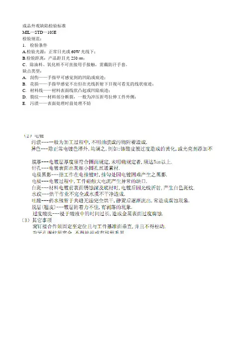 成品外观缺陷检验标准
