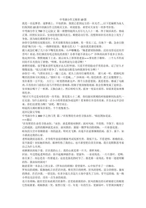 2024最新-中考满分作文精彩10篇