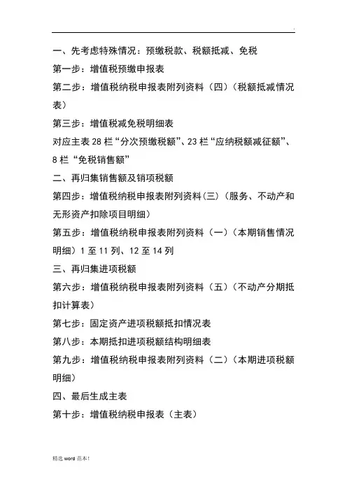 一般纳税人申报表填报顺序