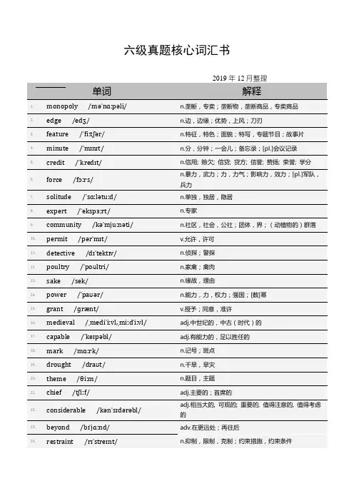 六级真题核心词汇书1457词