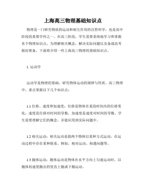 上海高三物理基础知识点