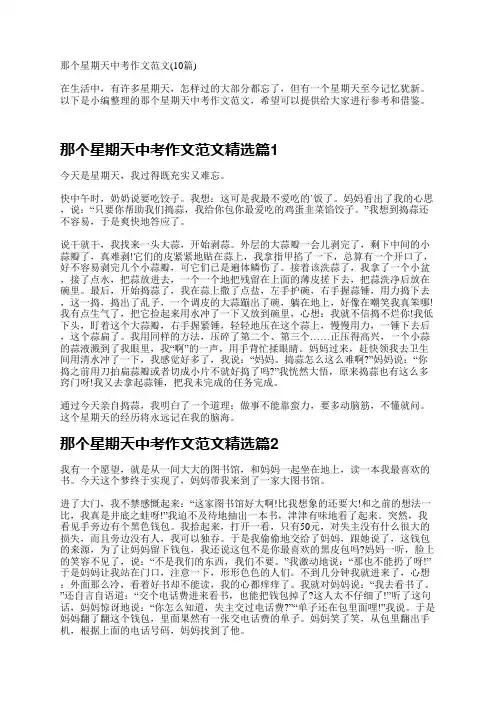 那个星期天中考作文范文(10篇)