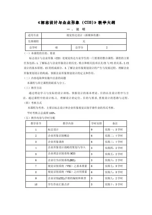 《标志设计与企业形象(CIS)》教学大纲