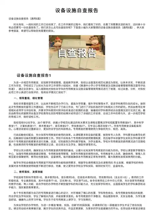 设备设施自查报告