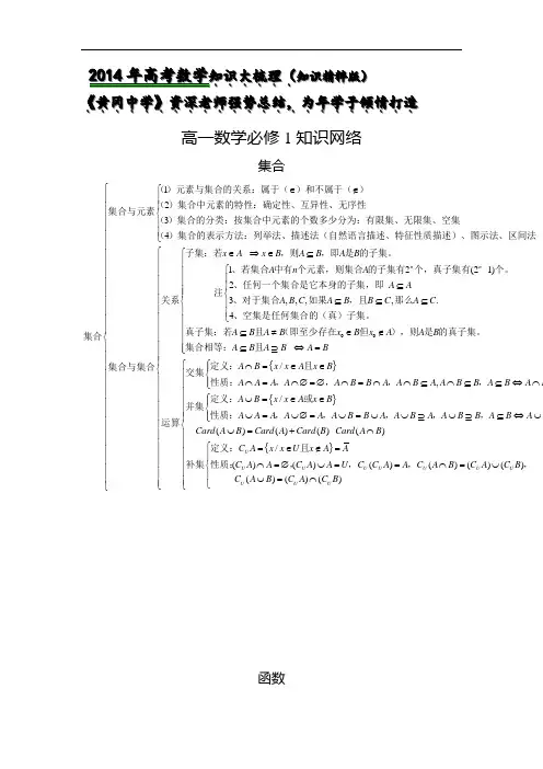 2014年高考数学知识大梳理