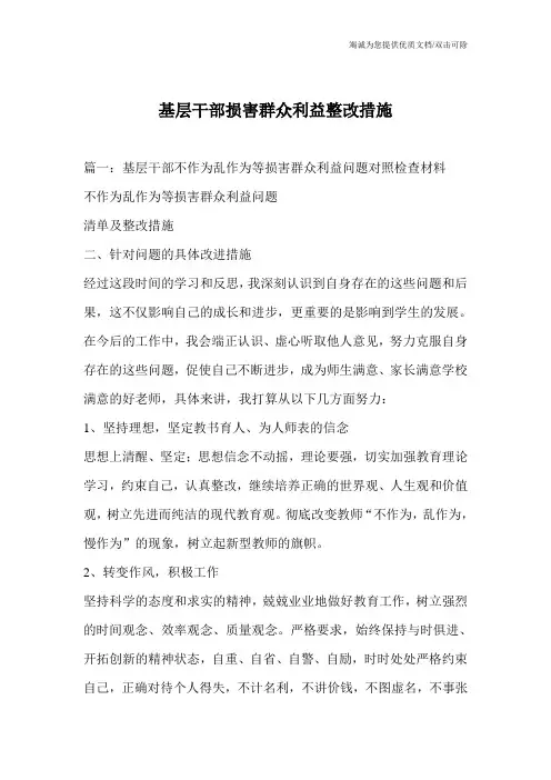 基层干部损害群众利益整改措施