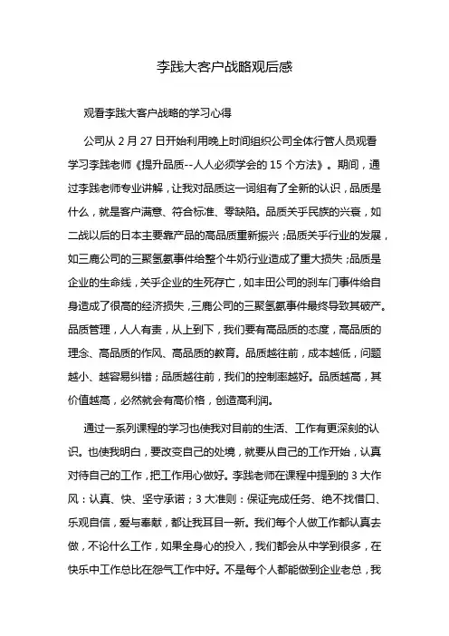李践大客户战略观后感