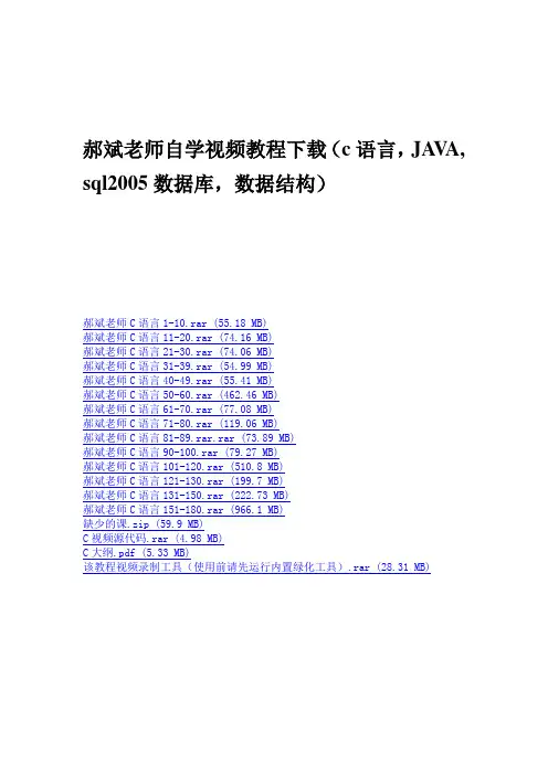 郝斌老师自学视频教程下载(c语言,JAVA, sql2005数据库,数据结构)