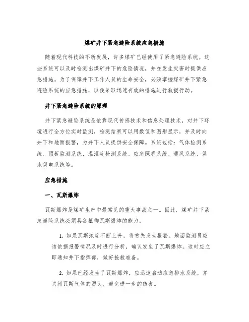 煤矿井下紧急避险系统应急措施