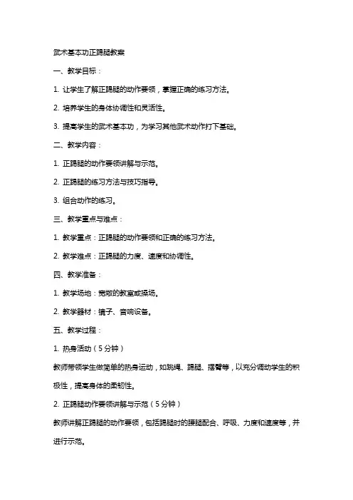 武术基本功正踢腿教案