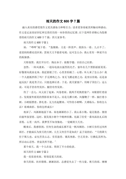 雨天的作文600字7篇