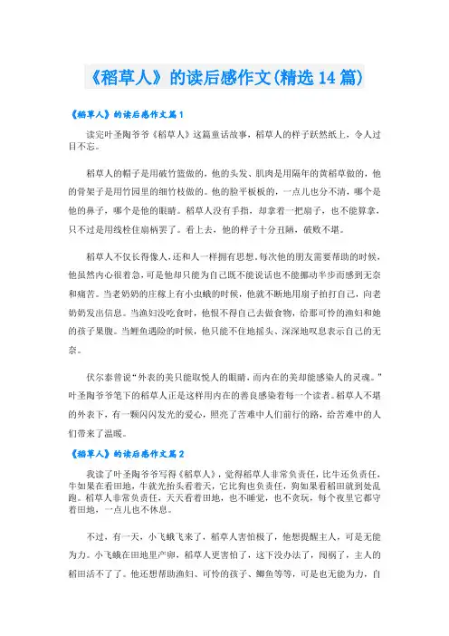 《稻草人》的读后感作文(精选14篇)