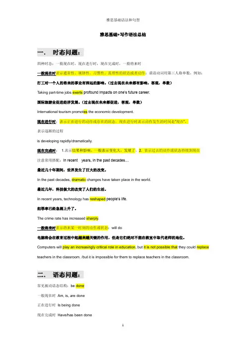 雅思写作语法练习+答案