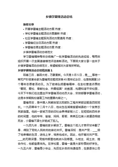 乡镇学雷锋活动总结范文