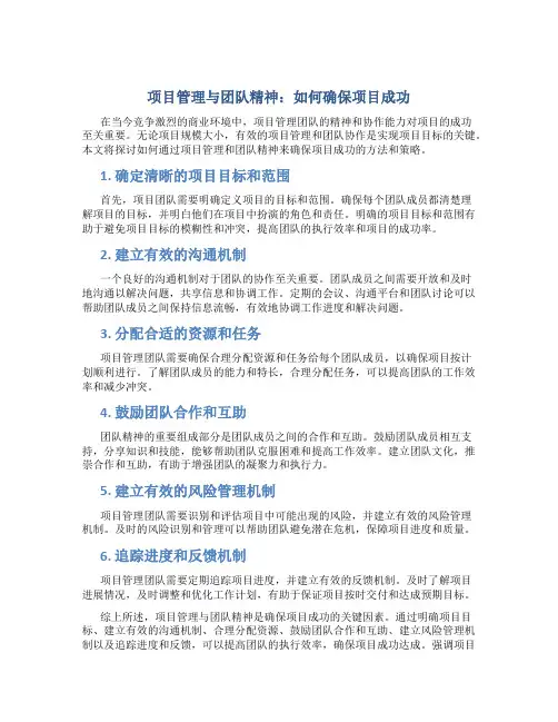 项目管理与团队精神：如何确保项目成功