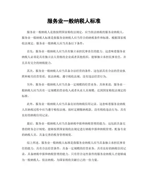 服务业一般纳税人标准