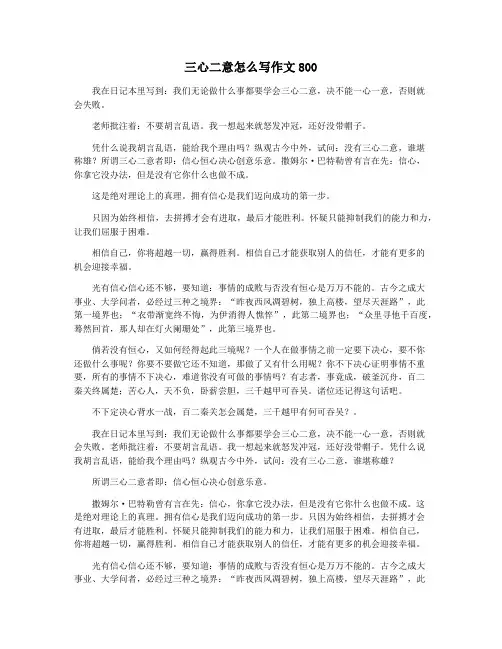 三心二意怎么写作文800