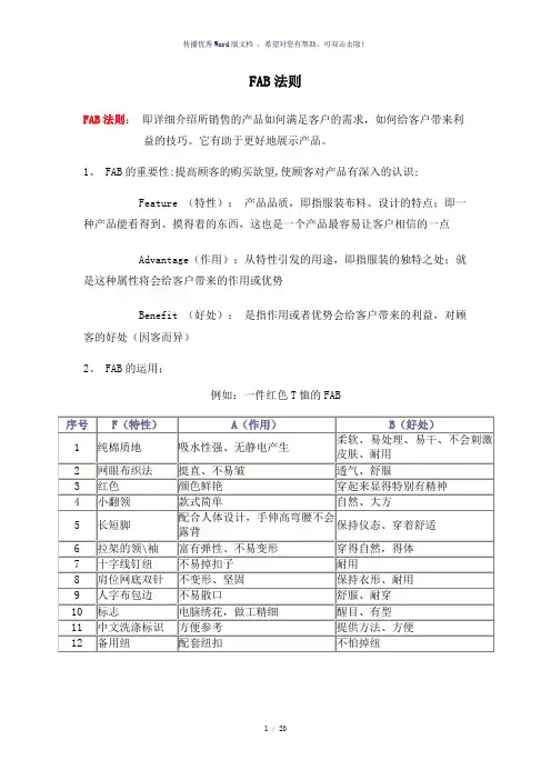FABE销售法则及应用案例