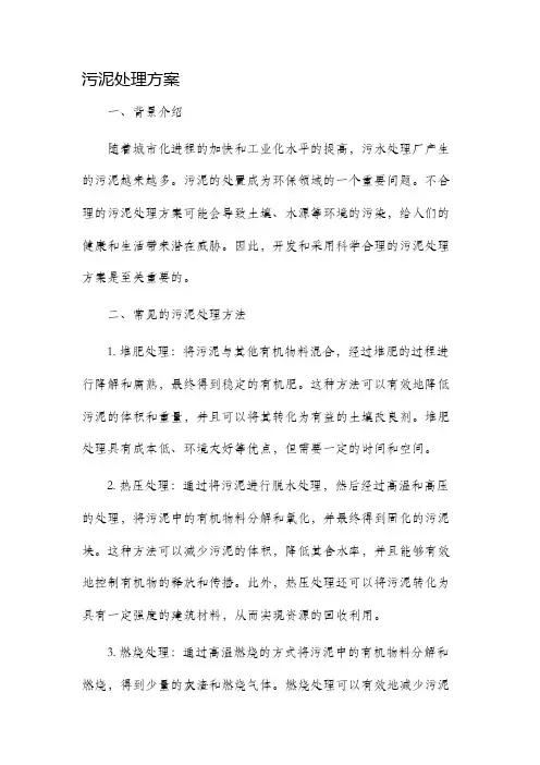 污泥处理方案