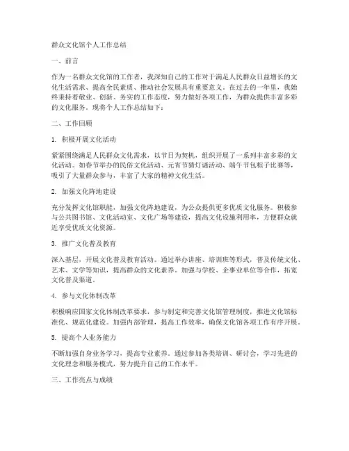 群众文化馆个人工作总结