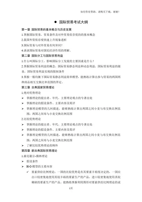 国际贸易考试大纲
