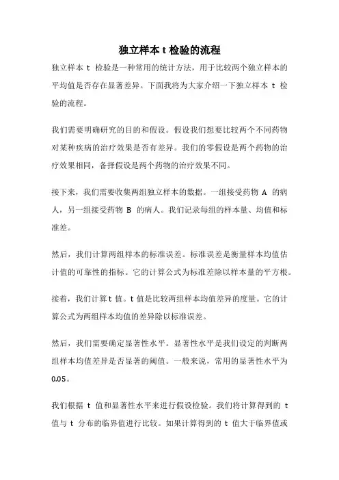 独立样本t检验的流程