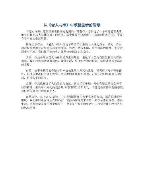 从《老人与海》中领悟生活的智慧
