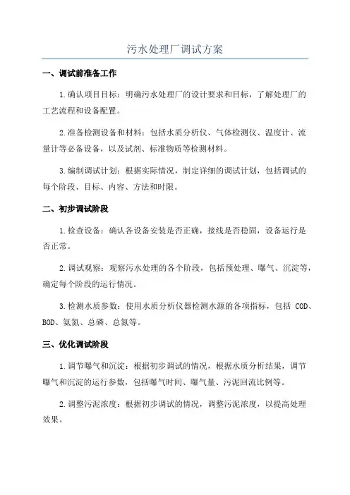 污水处理厂调试方案