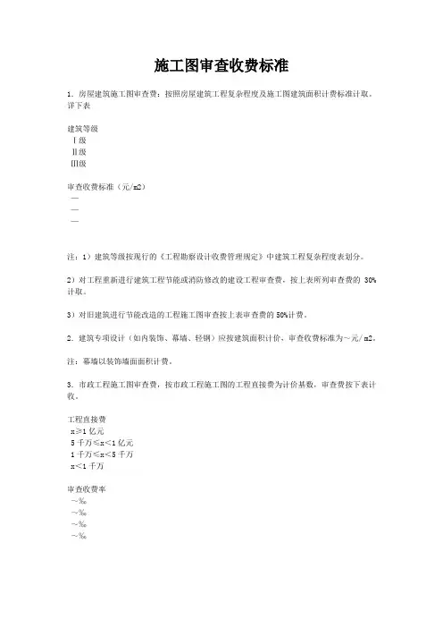 施工图审查收费标准